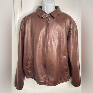 POLO RALPH LAUREN Luxury Brown Leather Jacket with Pockets
